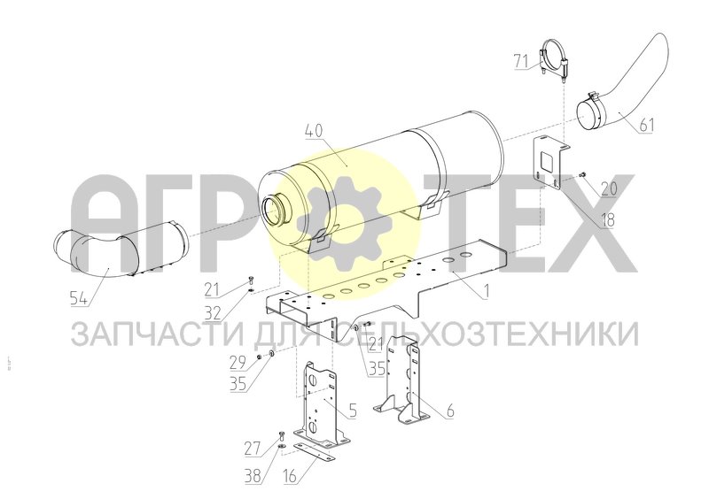 Чертеж Установка выхлопной системы (161.05.37.800)